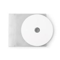 Realistic white cd with box cover template isolated on white photo