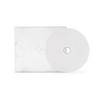 Realistic white cd with box cover template isolated on white photo