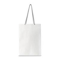 White paper shopping bag side view isolated on white background