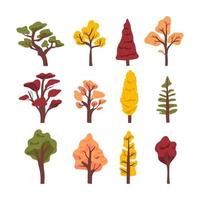 colecciones de iconos de árboles de otoño vector