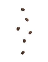 Coffee beans falling isolated on white background with clipping path photo