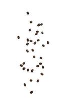 Coffee beans falling isolated on white background with clipping path photo