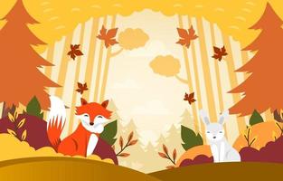 Autumn Flora and Fauna Background vector