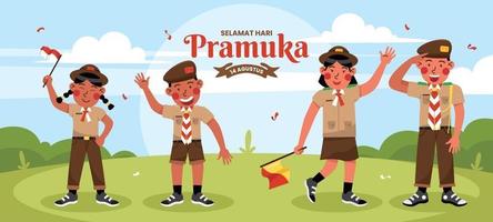 Pramuka Indonesia Character Set vector