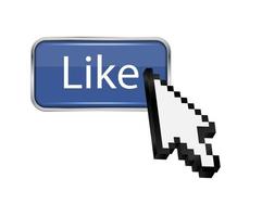 Mouse hand cursor on like button vector illustration