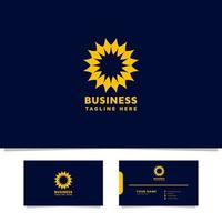 Simple and minimalist sun logo with business card template vector