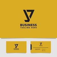 Simple and minimalist line letter Y logo with business card template vector