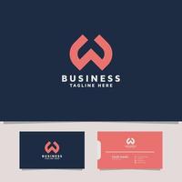 Simple and minimalist geometric letter W logo with business card vector