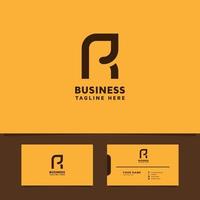 Simple and minimalist rounded letter R logo with business card vector