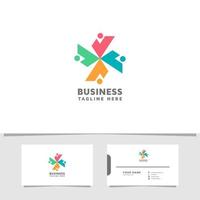 Simple and minimalist colorful people logo with business card vector