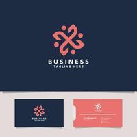 Colorful flower people pattern logo with business card template vector