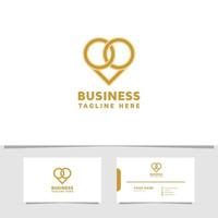 Simple and minimalist gold overlapping rings on heart shape logo vector