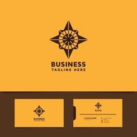 Star compass pattern logo with business card template vector