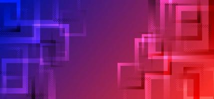 Banner web modern abstract geometric square border shape design red and blue gradient color background technology style vector