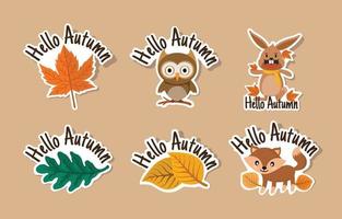 Autumn Flora Fauna Sticker vector