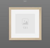 Wooden photo frame or picture frame on gray background. vector