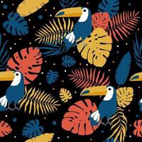 Abstract paper cut toucan seamless pattern background. vector