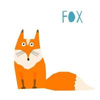 Funny fox. Handmade childish crafted fox animal vector