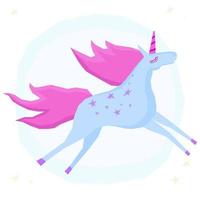Funny cute unicorn. Handmade little unicorn vector