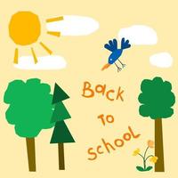Back to school. Handmade childish crafted background vector