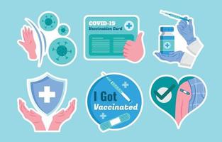 COVID-19 After Vaccine Sticker Template Set vector