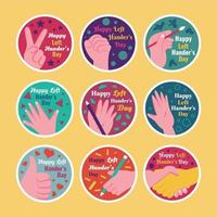 Happy Left Handers Day Sticker Template Set vector