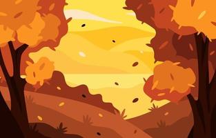 bosque en el fondo del paisaje de otoño vector