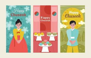 Happy Chuseok Banner Template Set vector