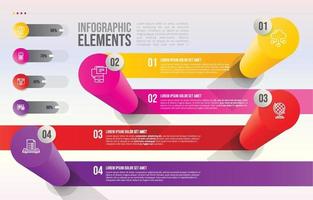 paso infográfico con formas de cilindro degradado vector