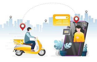 Online Delivery Character eCommerce with Mobile Application vector