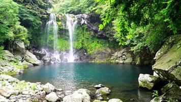 Cheonjeyeon Waterfalls in Jeju Island, South Korea video