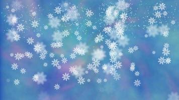 Abstract iridescent blue background with snowflakes. video