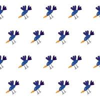 Childrens paper cut seamless pattern background. Blue bird pattern vector