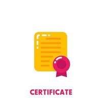 certificate icon on white in flat style vector