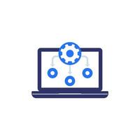 gear and computer icon with laptop vector