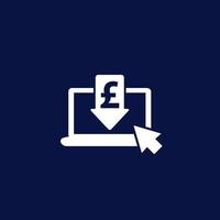 reduce costs icon with pound and laptop vector