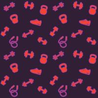 seamless pattern with gym icons, fitness background vector