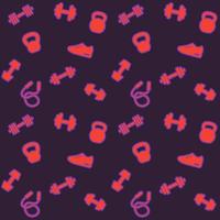 seamless pattern with gym icons, fitness background vector