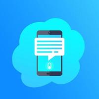 speech recognition in mobile app, smartphone vector icon