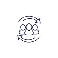 Staff rotation icon, line on white vector