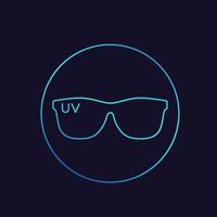 gafas de sol, icono lineal de protección uv vector