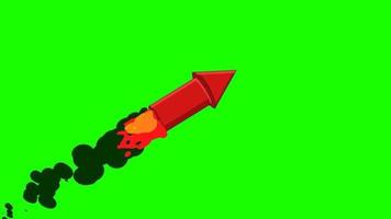 animering av röd raket sprängning efter en tid. video