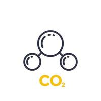 icono de línea de molécula de co2 vector