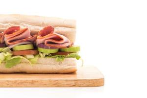 Ham and salad submarine sandwich photo