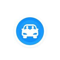 icono de carpool, personas compartiendo un auto vector