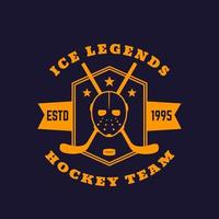 Hockey team vintage emblem, vector print