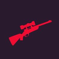 Hunting rifle with optical sight, sniper rifle vector icon