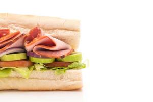 Ham and salad submarine sandwich photo