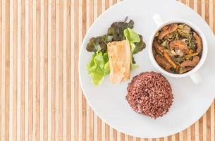 Chinese vegetable stew and tofu with berry rice photo