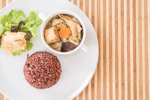 Stuffed cabbage soup with berry rice and tofu photo